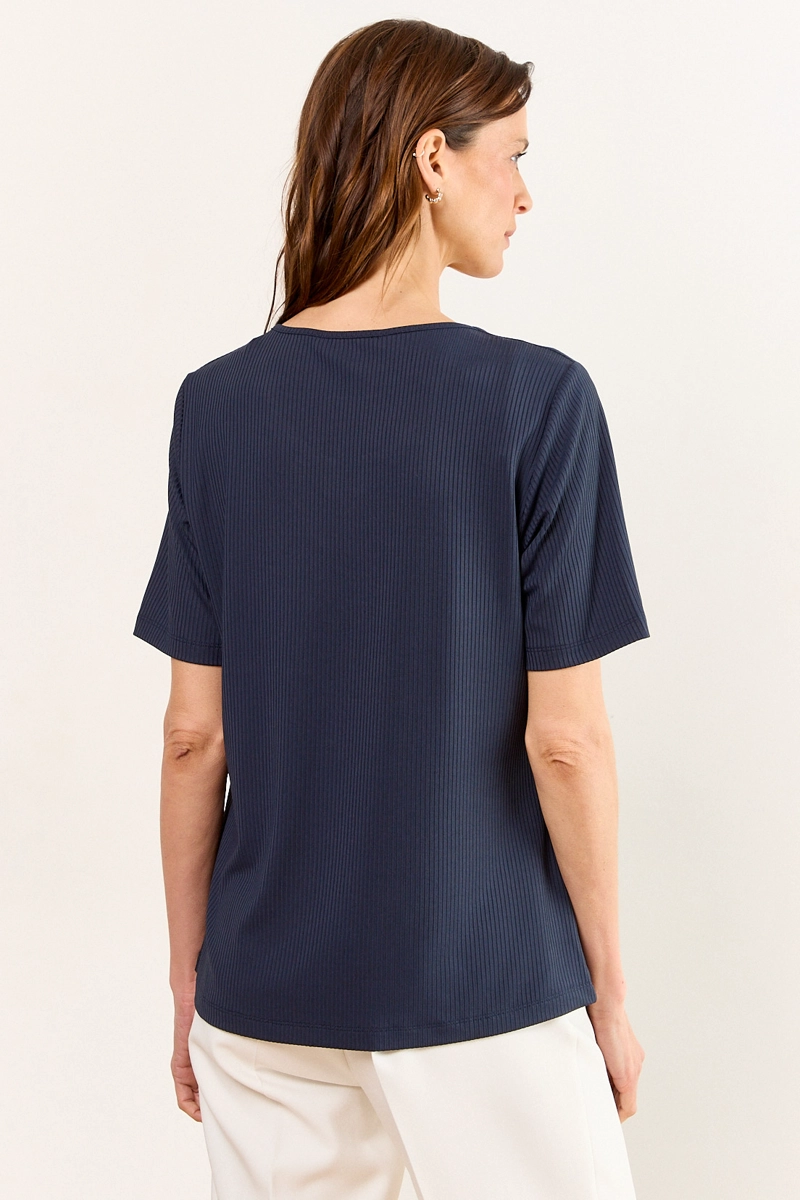 POLERA MANGA CORTA AZUL MUJER MA GRIFFE - 3