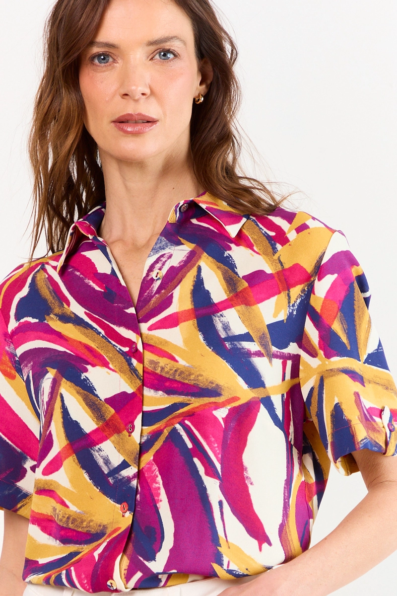 BLUSAS MANGA CORTA FUCSIA MUJER MA GRIFFE - 1