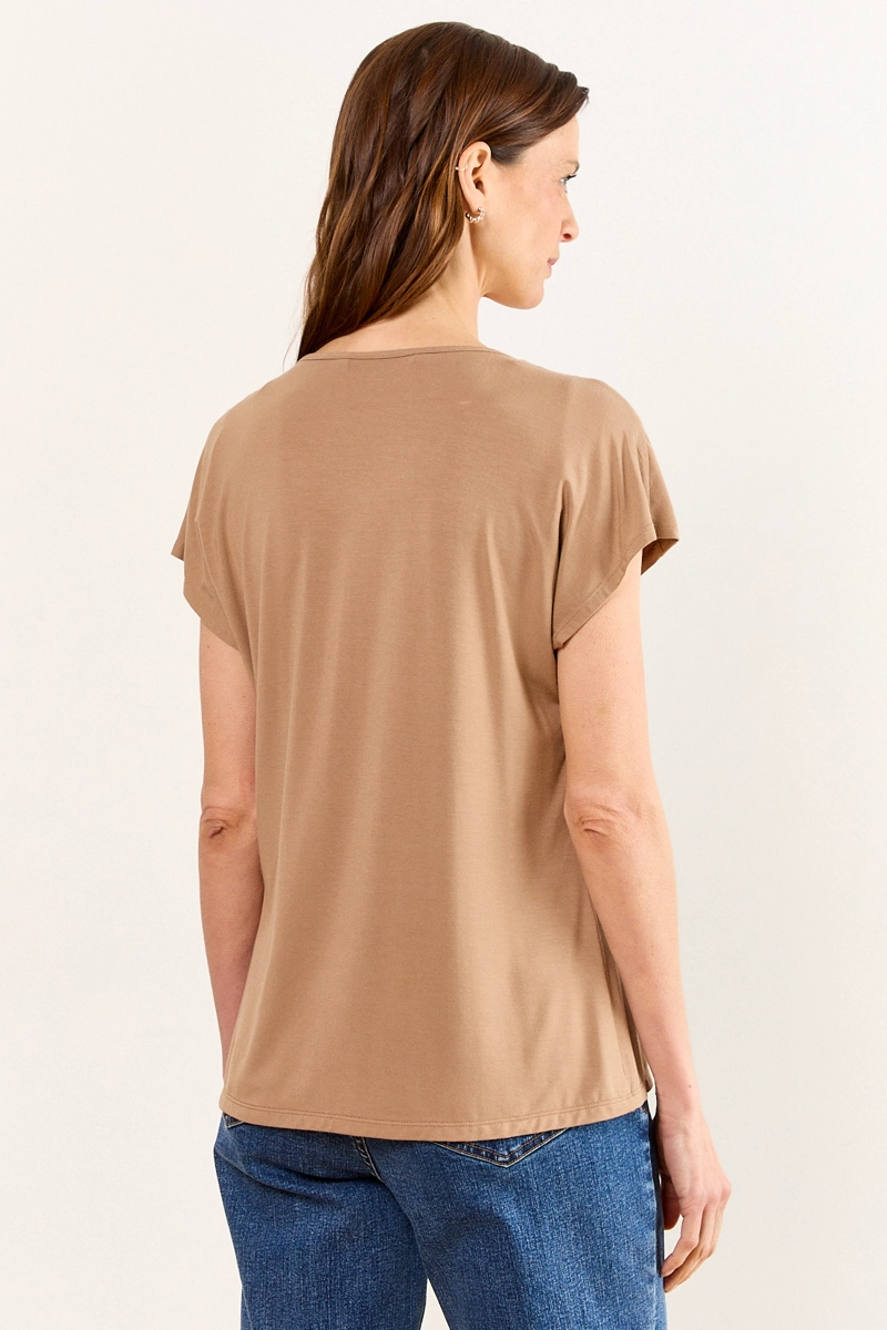 POLERA MANGA CORTA BEIGE MUJER MA GRIFFE - 3