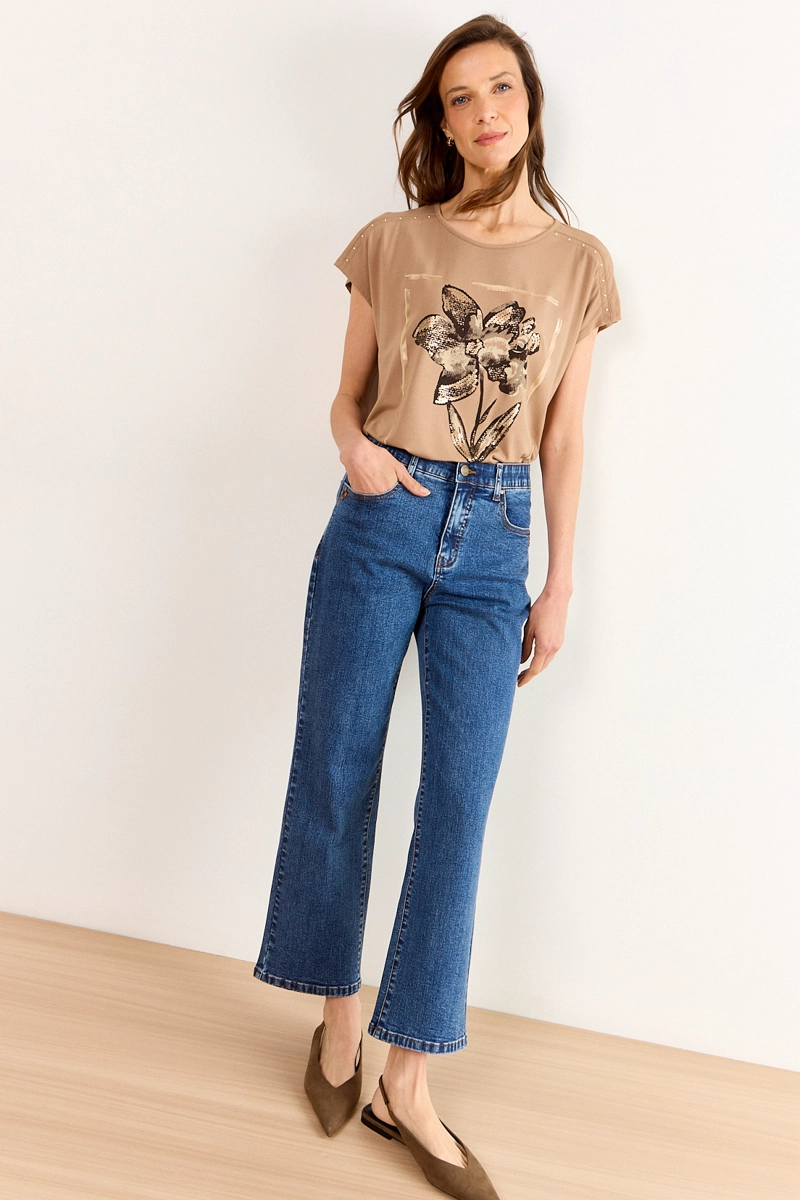 POLERA MANGA CORTA BEIGE MUJER MA GRIFFE - 4