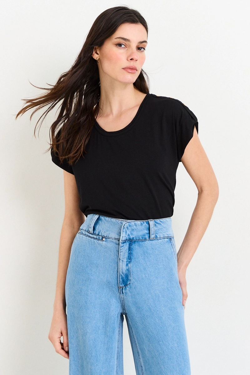 POLERA MANGA CORTA NEGRO MUJER ASH - 2
