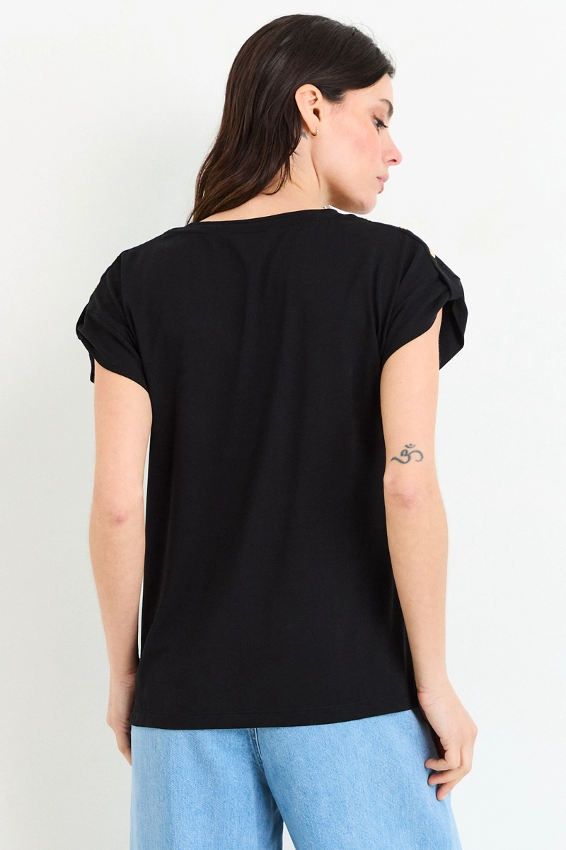 POLERA MANGA CORTA NEGRO MUJER ASH - 3