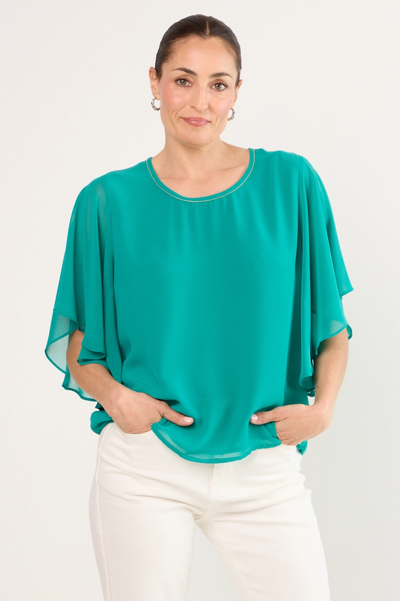 BLUSAS MANGA LARGA TURQUESA MUJER MA GRIFFE - 1