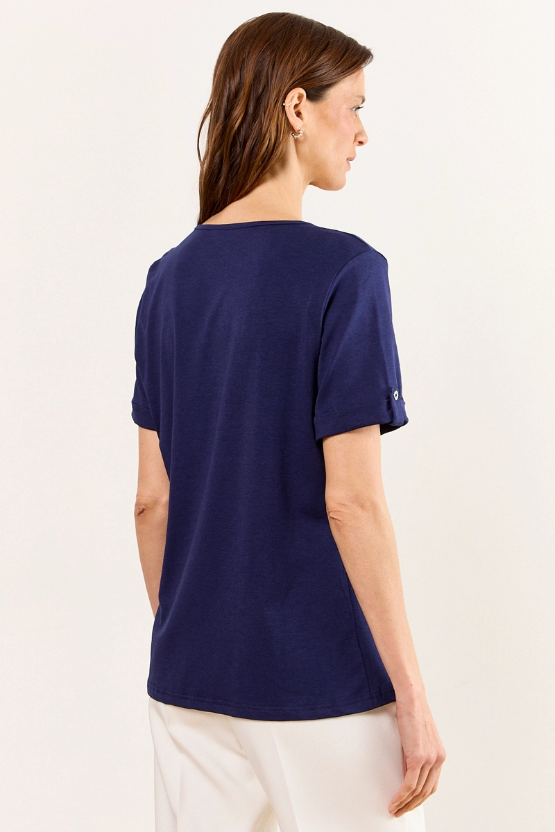 POLERA MANGA CORTA AZUL MUJER MA GRIFFE - 4