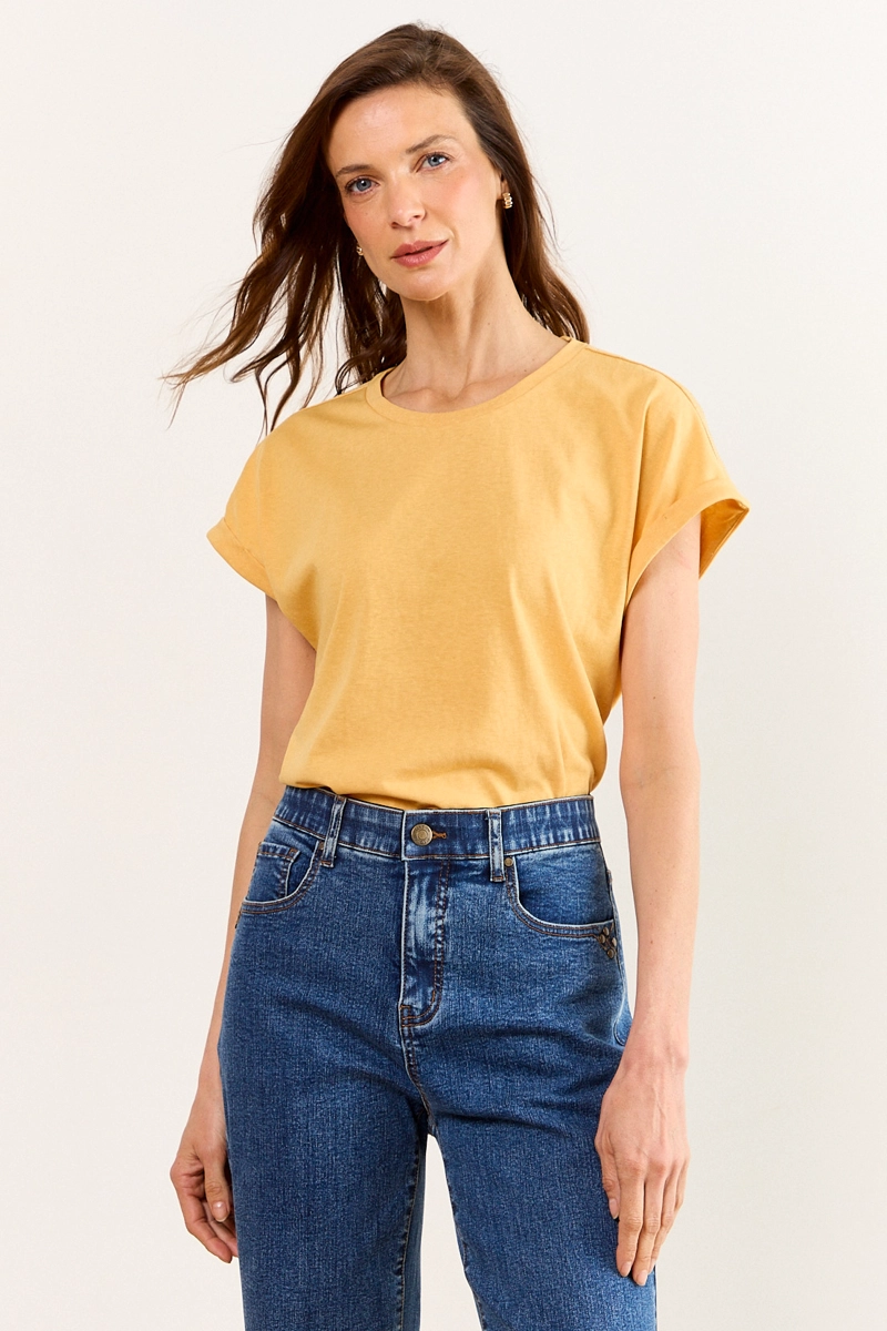 POLERA MANGA CORTA AMARILLO MUJER MA GRIFFE - 1