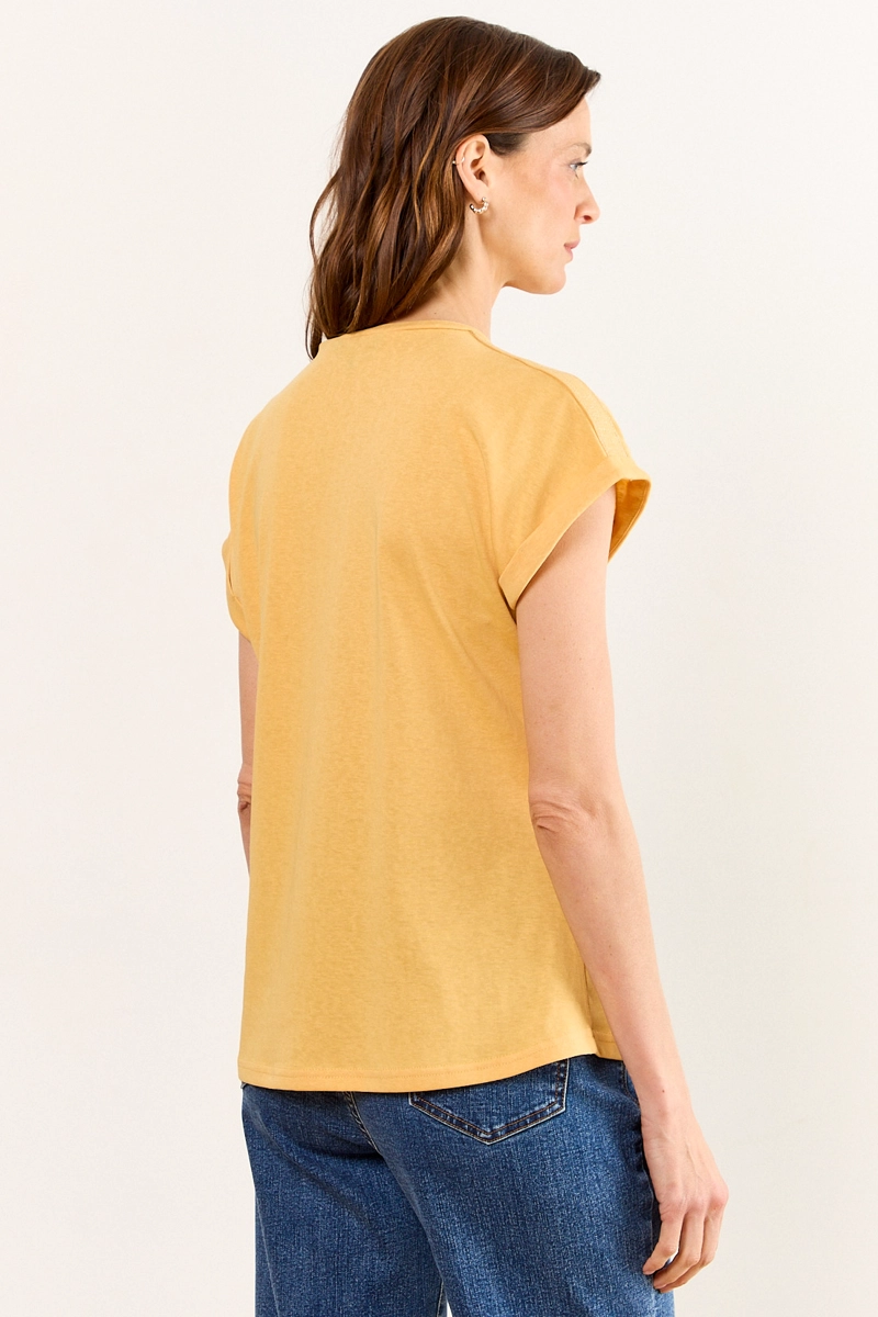 POLERA MANGA CORTA AMARILLO MUJER MA GRIFFE - 4