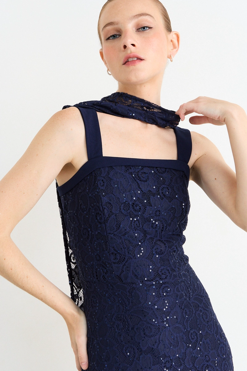 VESTIDO LARGO AZUL MUJER IO - 3