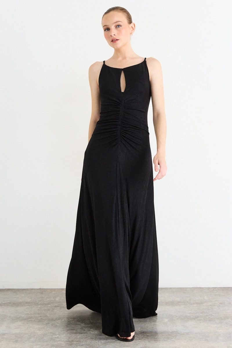 VESTIDO LARGO NEGRO MUJER IO - 2