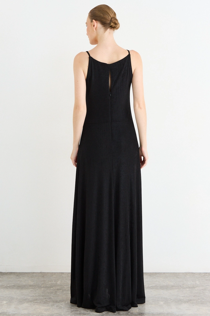 VESTIDO LARGO NEGRO MUJER IO - 5