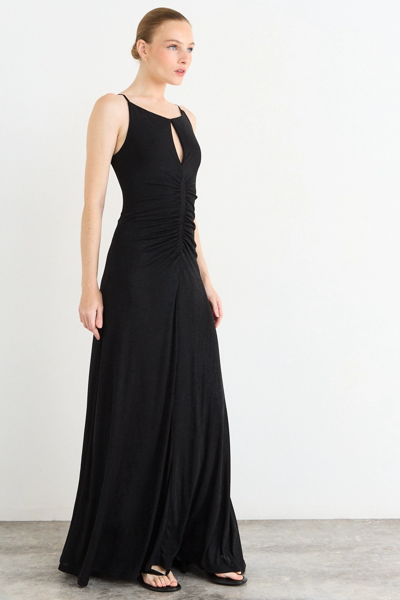 VESTIDO LARGO NEGRO MUJER IO - 6