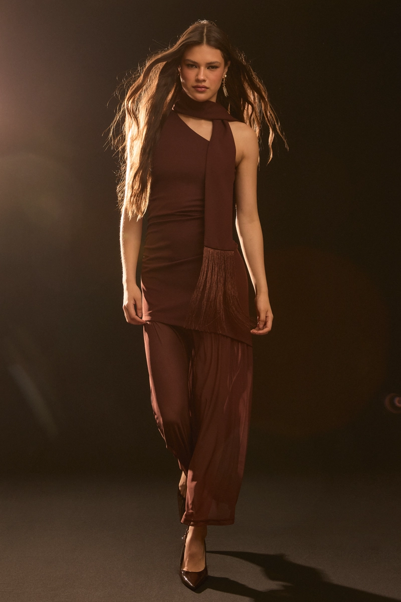 VESTIDO LARGO CAFE MUJER IO - 1