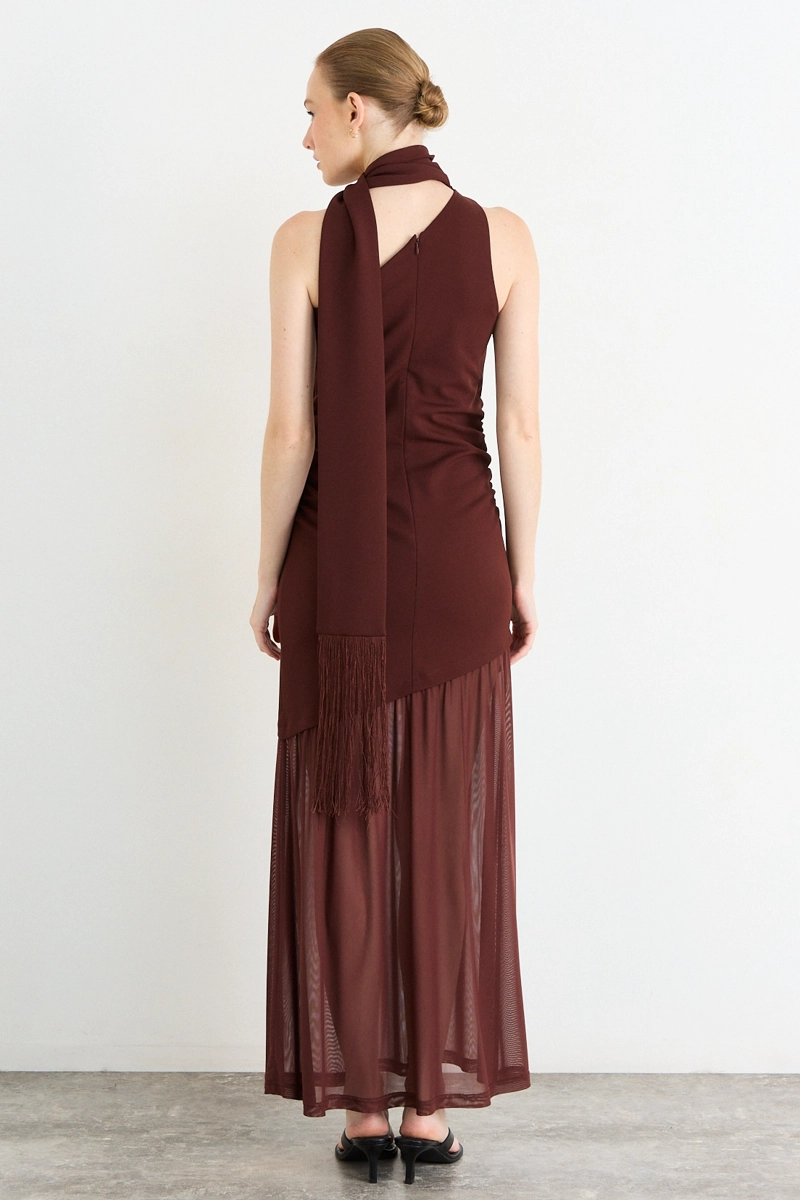 VESTIDO LARGO CAFE MUJER IO - 6
