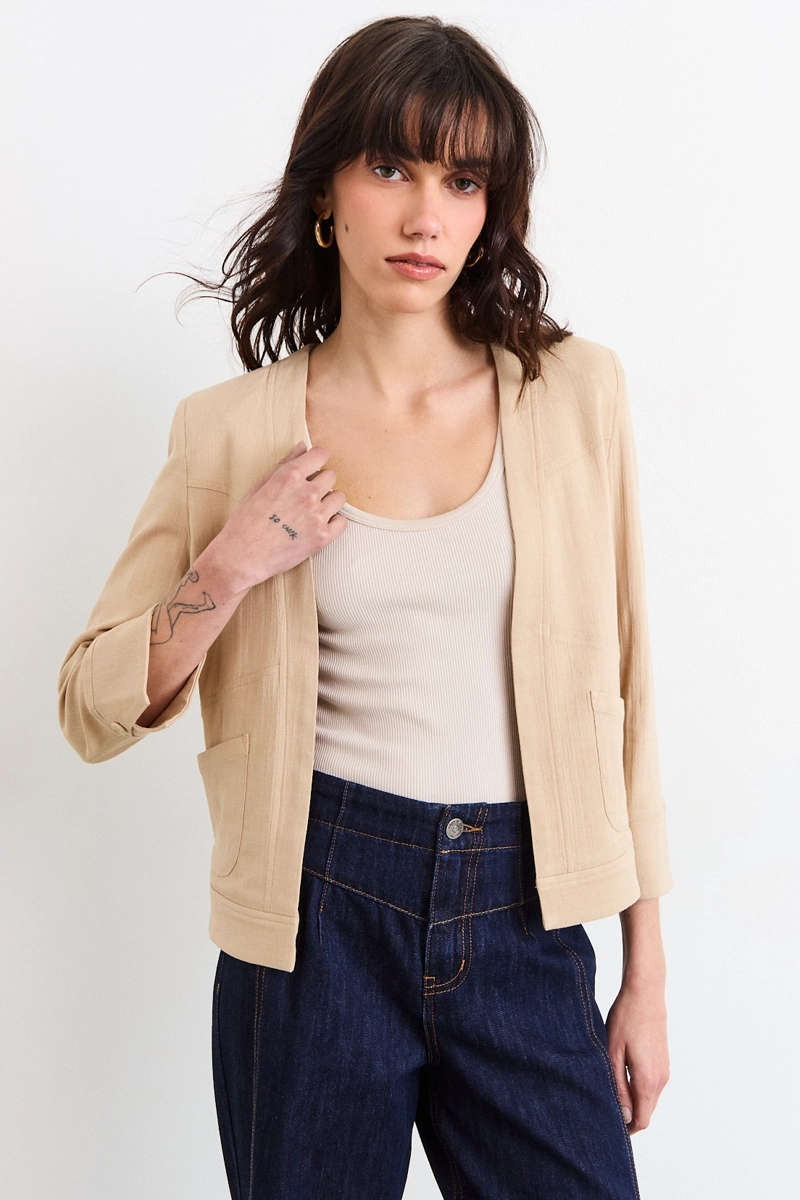 TAPADO ABIERTO BEIGE MUJER IO - 1