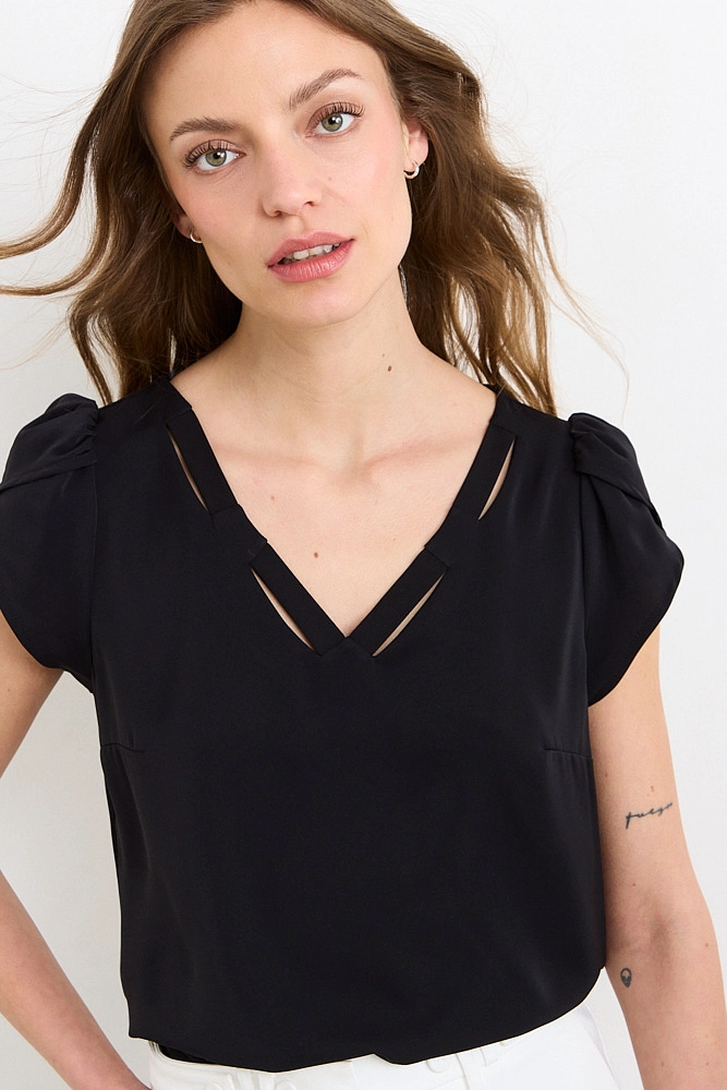 BLUSAS MANGA CORTA NEGRO MUJER IO - 1