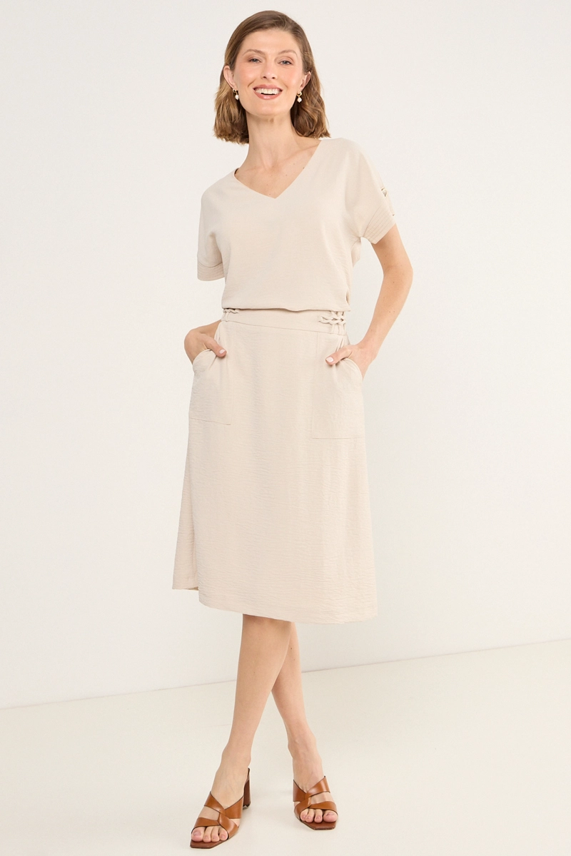 FALDA CON APLICACION EN PRETINA BEIGE MUJER MAGRIFFE - 1