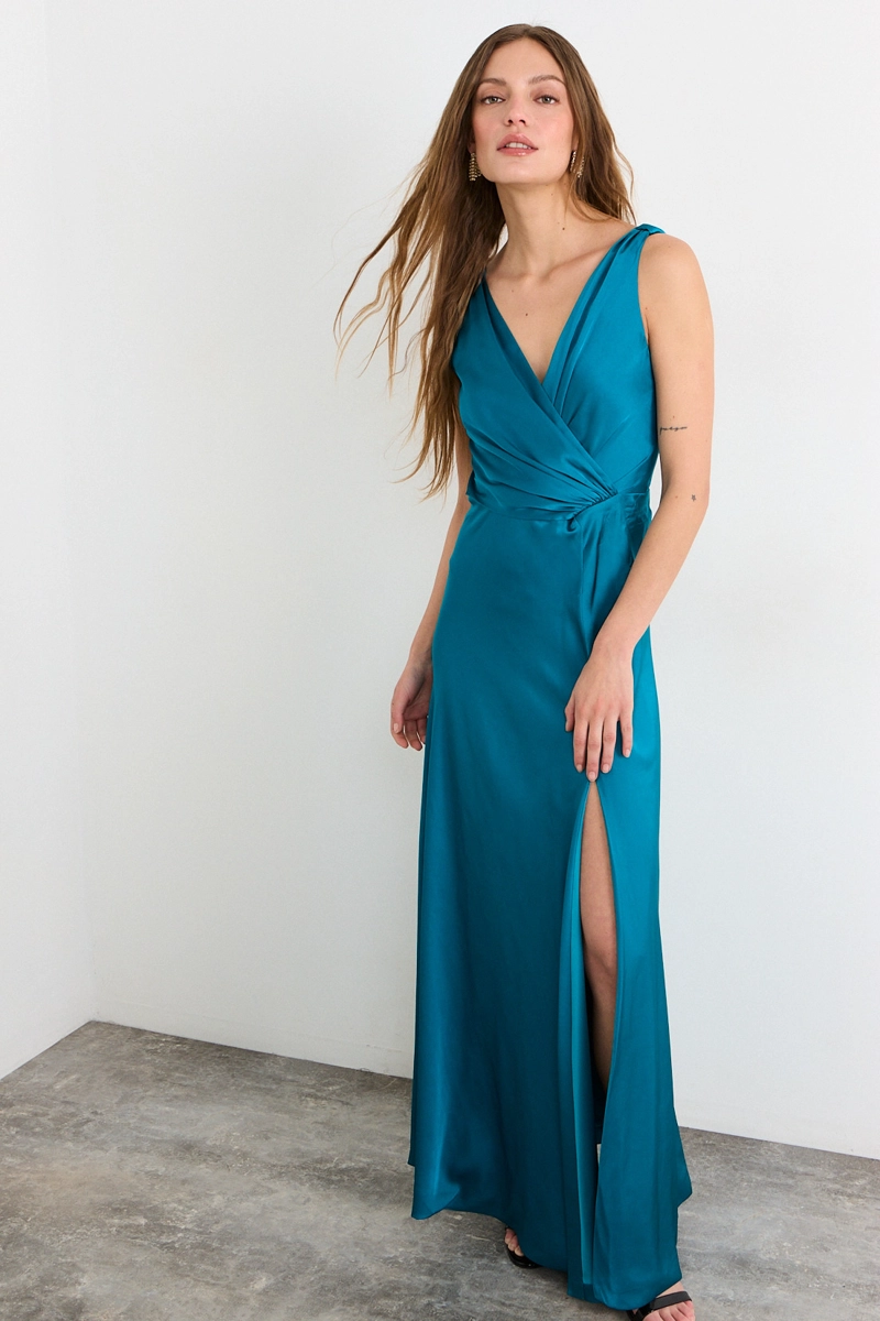 VESTIDO LARGO CELESTE MUJER IO - 2