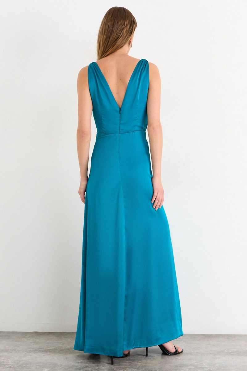 VESTIDO LARGO CELESTE MUJER IO - 4