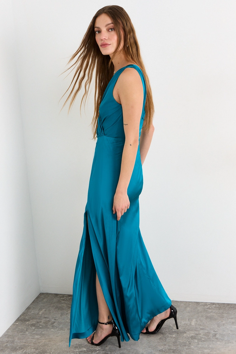 VESTIDO LARGO CELESTE MUJER IO - 6
