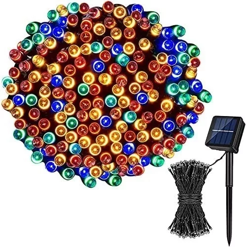 LUCES 100 FOCOS SOLAR NAVIDAD GUIRNALDA 10 METROS MULTICOLOR - 1