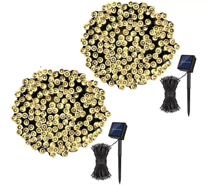 LUCES NAVIDAD X2 SOLAR GUIRNALDA AMARILLO 10 M - 1