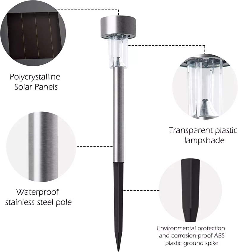 PACK X10 ESTACAS FARO LAMPARA SOLAR ALUMINIO INOXIDABLE - 3