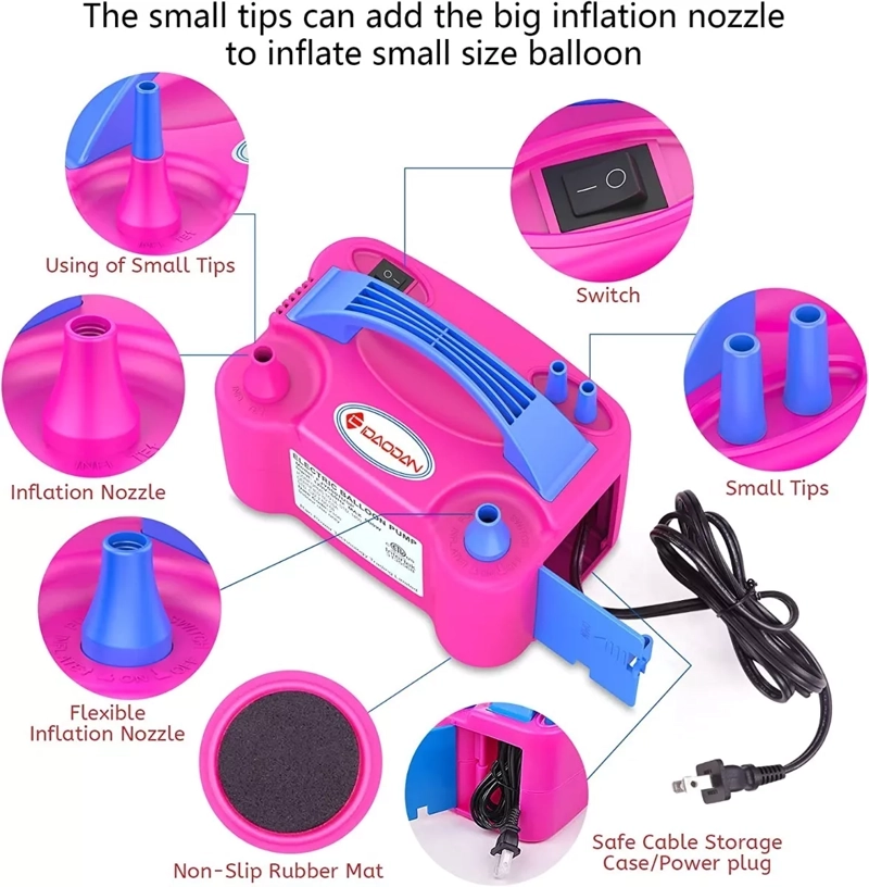 MÁQUINA INFLADOR GLOBO ELÉCTRICO 2 INYECTORES FIESTA - 5