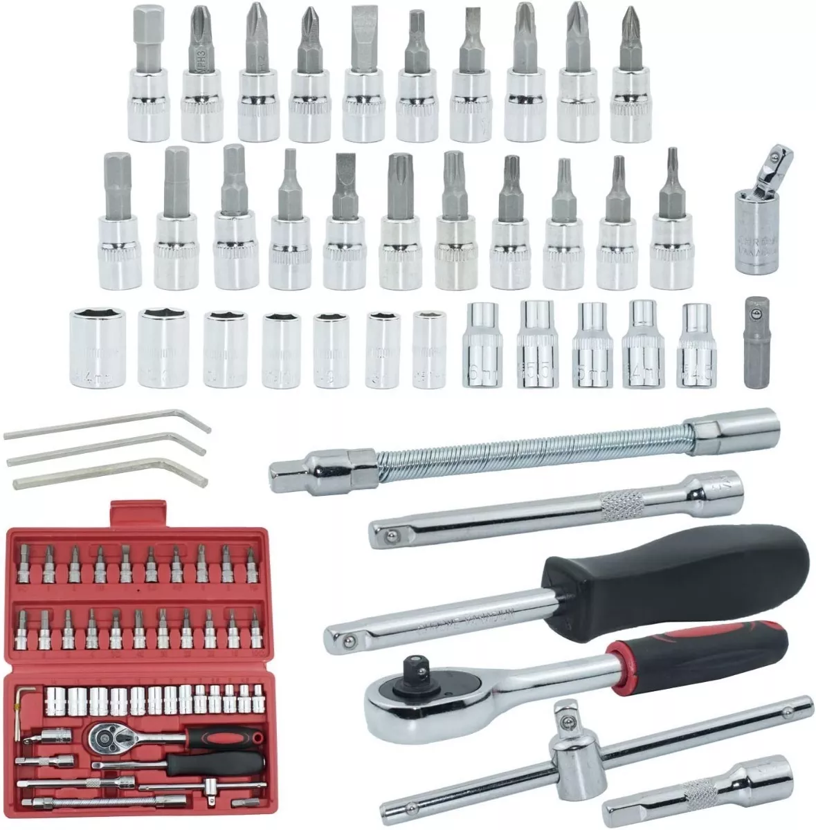 SET HERRAMIENTAS ZHUOTAI DESIGN MECANICAS 46 PIEZAS DADOS ACERO - 2