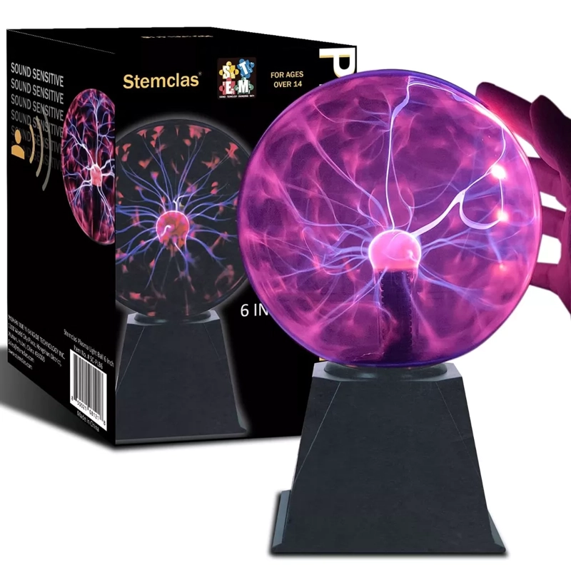 LÁMPARA MESA TESLA PLASMA ENERGÍA TACTIL BOLA RAYOS VELADOR - 1