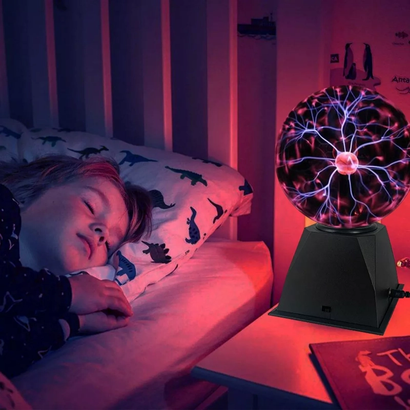 LÁMPARA MESA TESLA PLASMA ENERGÍA TACTIL BOLA RAYOS VELADOR - 4