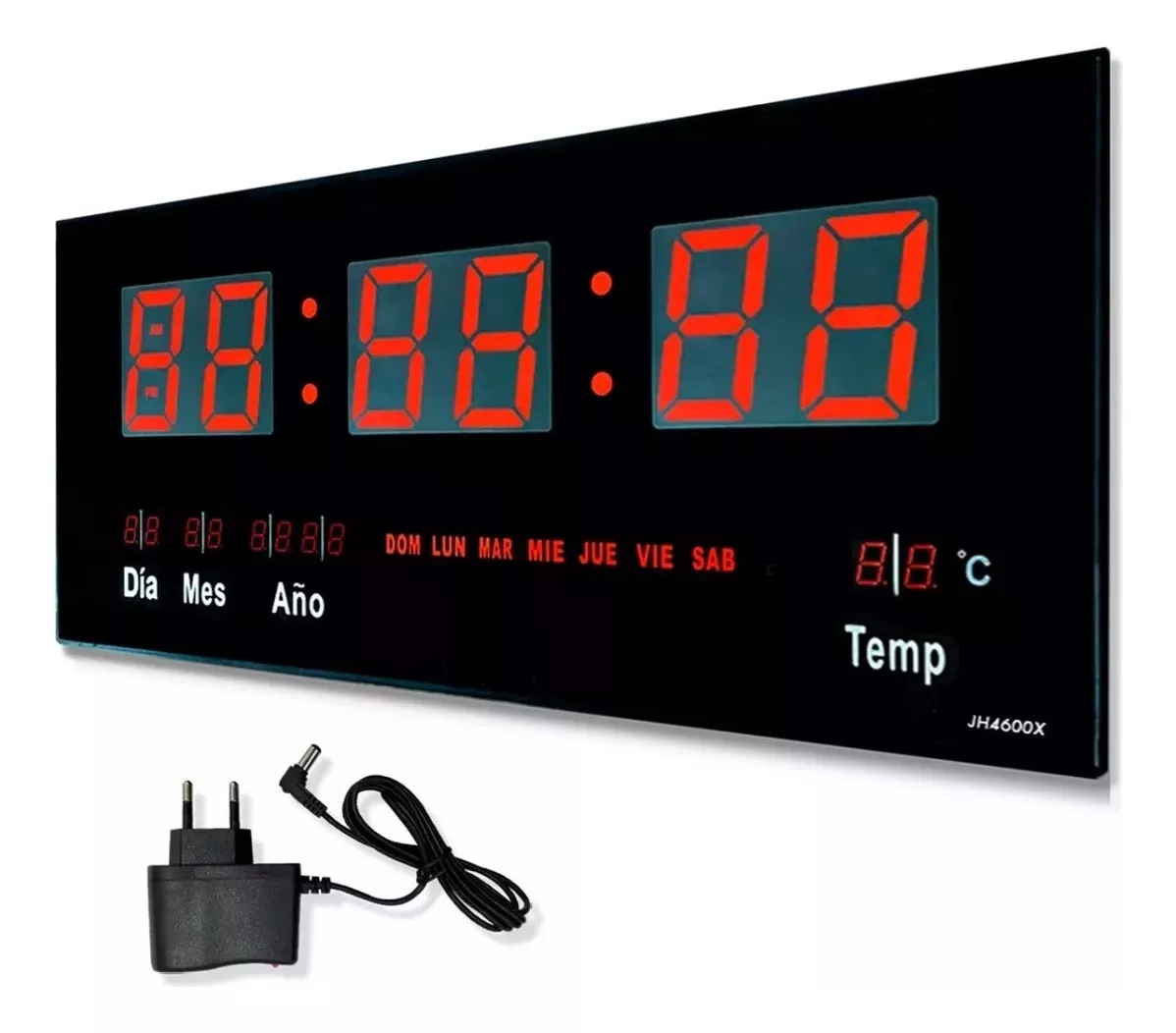 RELOJ PARED LED DIGITAL TEMPERATURA Y CALENDARIO 47CM X 23CM - 1