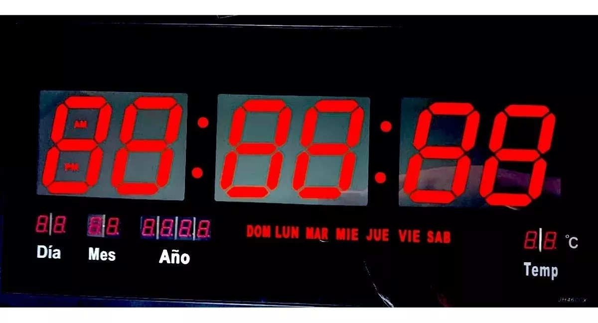 RELOJ PARED LED DIGITAL TEMPERATURA Y CALENDARIO 47CM X 23CM - 2