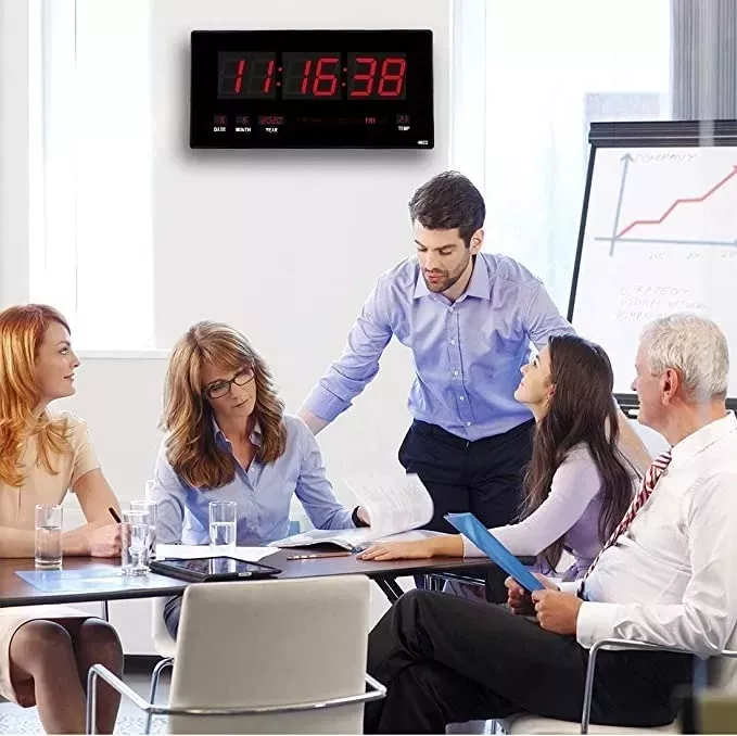 RELOJ PARED LED DIGITAL TEMPERATURA Y CALENDARIO 47CM X 23CM - 4