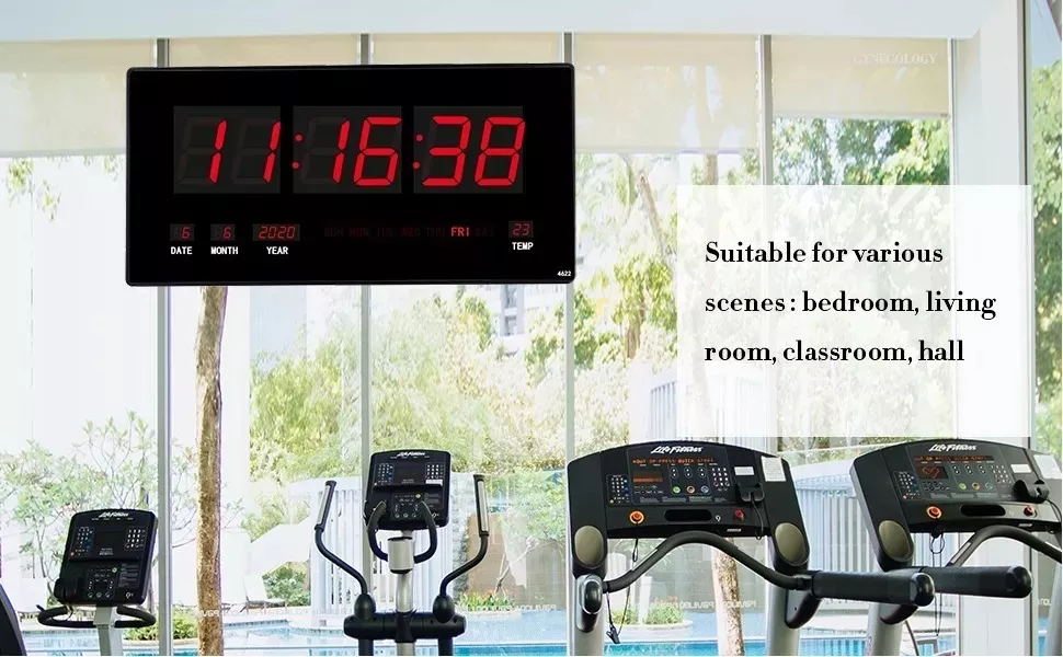 RELOJ PARED LED DIGITAL TEMPERATURA Y CALENDARIO 47CM X 23CM - 5