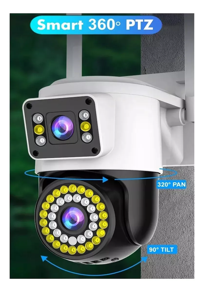 CAMARA WIFI SEGURIDAD 4K HD DOBLE LENTE ZOOM X8 ALARMA PTZ | Blanco - 2