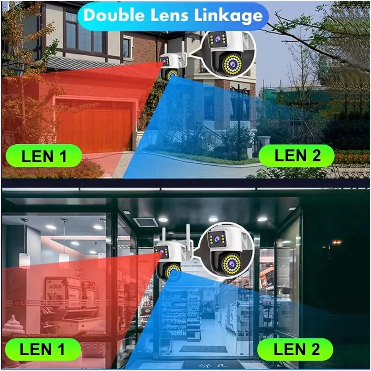 CAMARA WIFI SEGURIDAD 4K HD DOBLE LENTE ZOOM X8 ALARMA PTZ | Blanco - 3