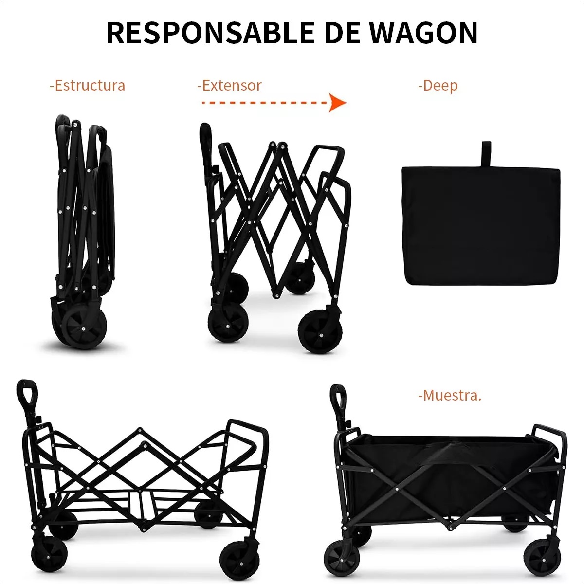 CARRITO PARA COMPRAS PLEGABLE IDEAL PARA EL CAMPING Y PICNIC - 2