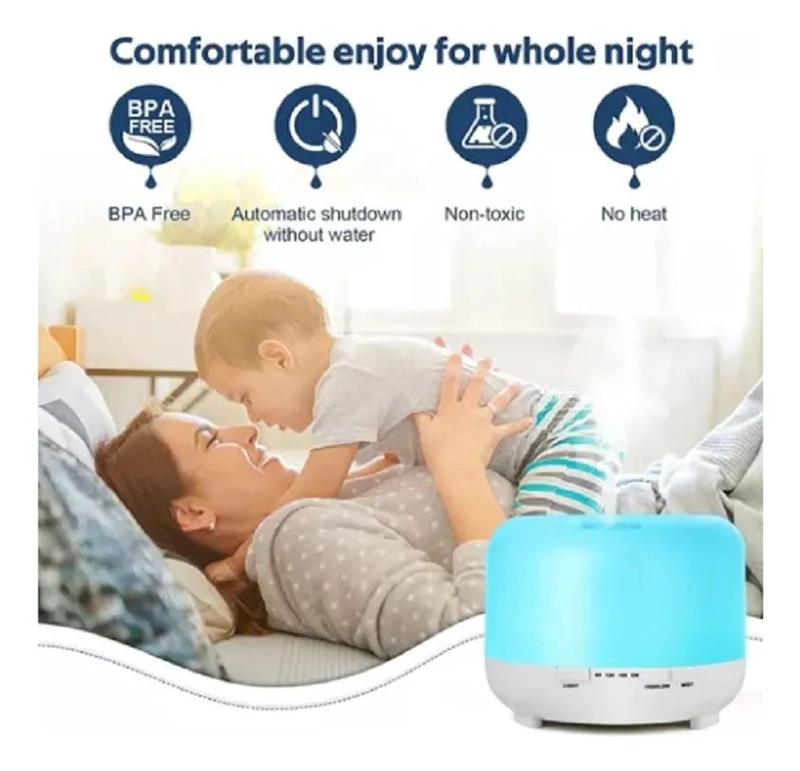 HUMIDIFICADOR ULTRASONICO DIFUSOR 500ML EN COLOR BLANCO - 5