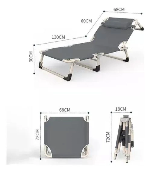 SILLA CAMA PLEGABLE PORTABLE PARA PLAYA CAMPING Y PISCINA - 3