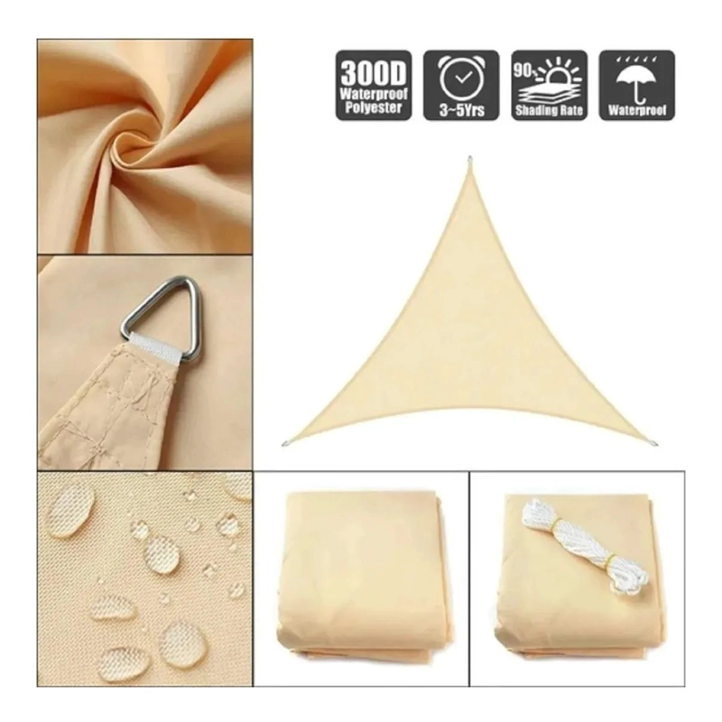 TOLDO VELA DE LONA 5 X 5 X 5 TRIANGULAR PARA SOMBRA PARASOL PERMEABLE - 2