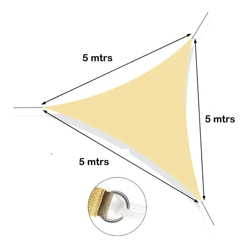 TOLDO VELA DE LONA 5 X 5 X 5 TRIANGULAR PARA SOMBRA PARASOL PERMEABLE - 3