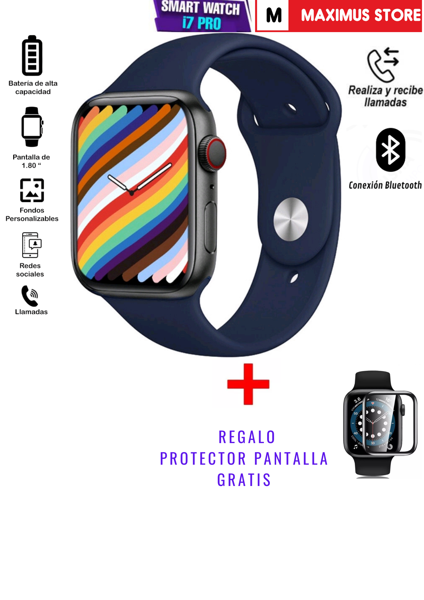 SMARTWATCH I7PROMAX AZUL RECIBE REALIZA LLAMADAS - 1