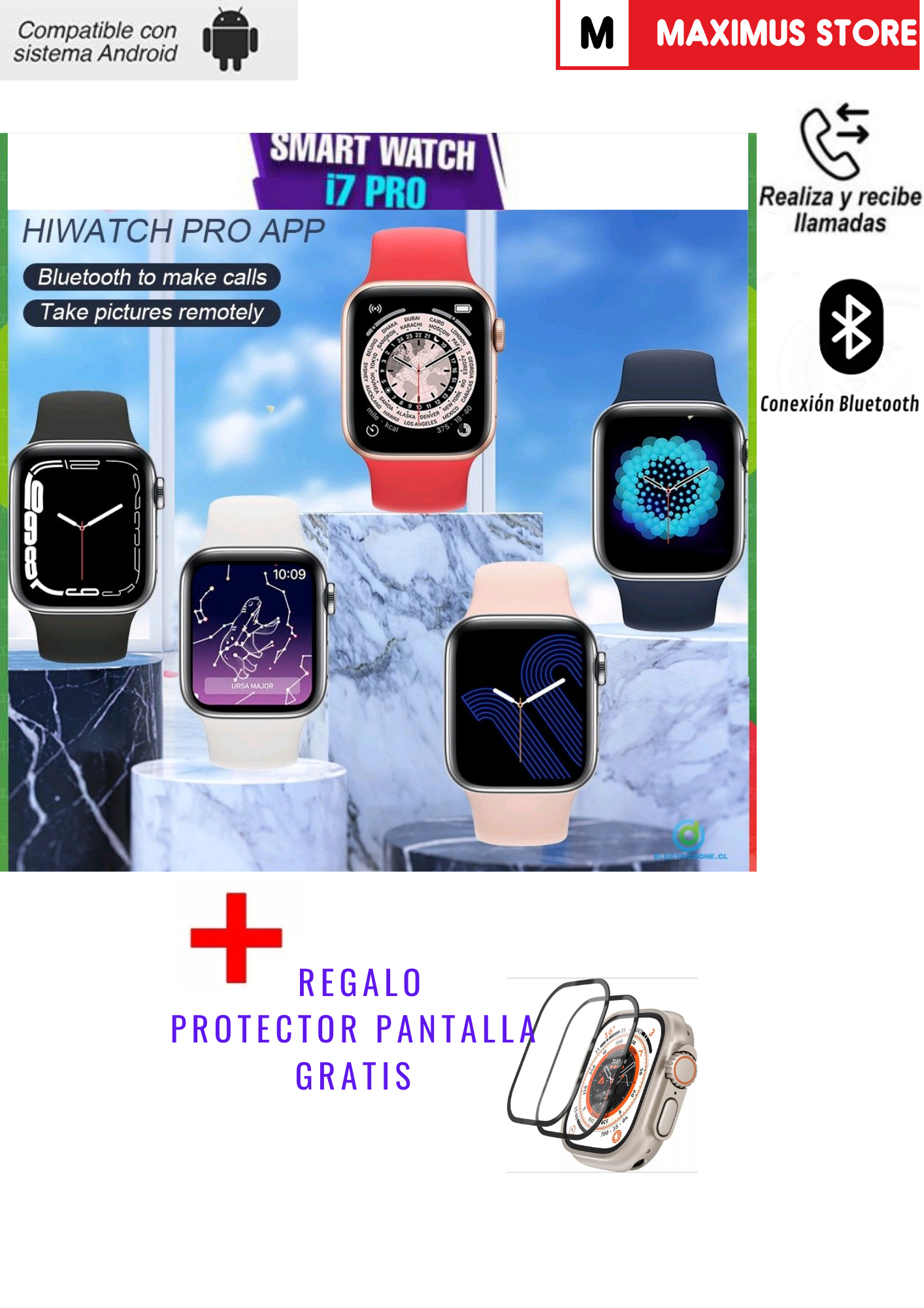 SMARTWATCH I7PROMAX AZUL RECIBE REALIZA LLAMADAS - 3