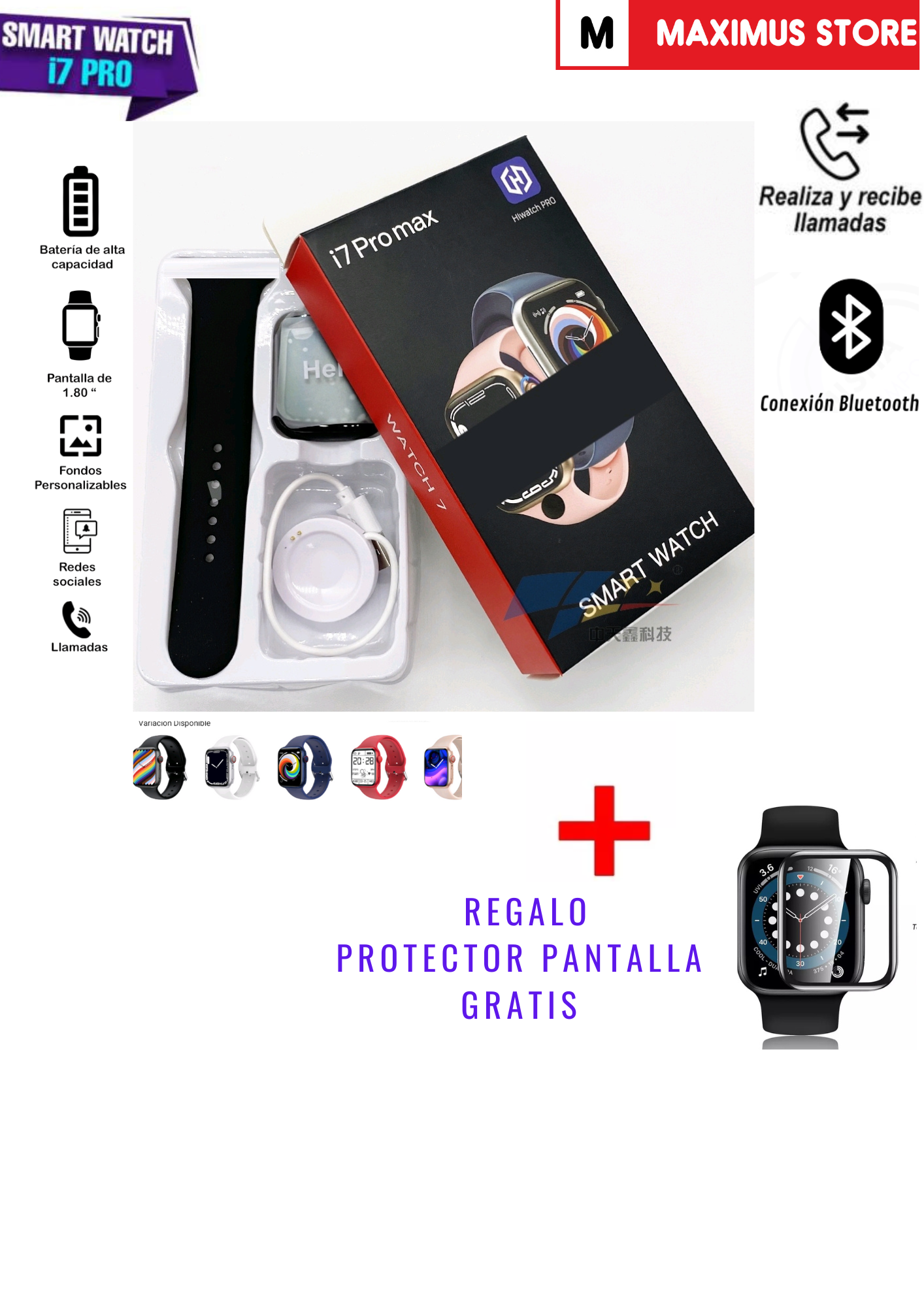 SMARTWATCH I7PROMAX NEGRO RECIBE REALIZA LLAMADAS - 2