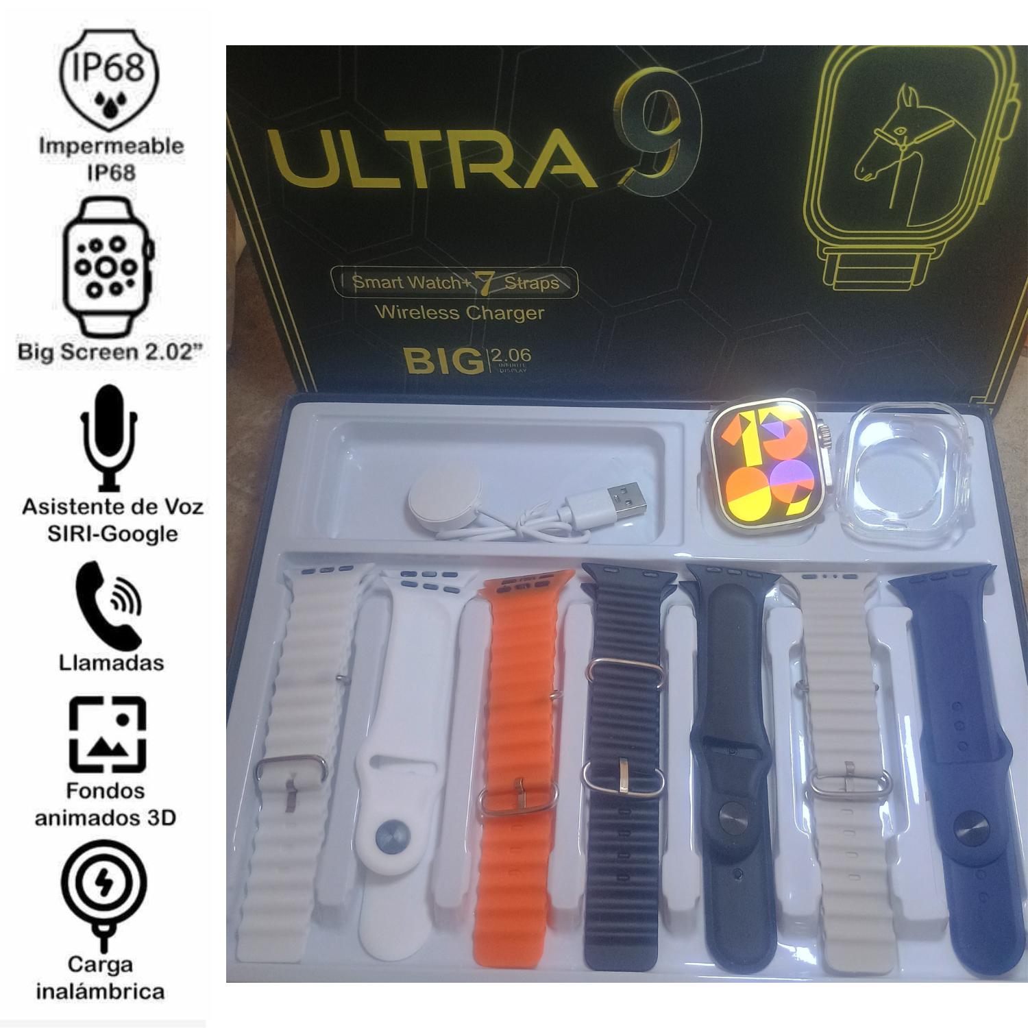 RELOJ INTELIGENTE SMARTWATCH DT900 ULTRA NEGRO - 7 CORREAS - 2
