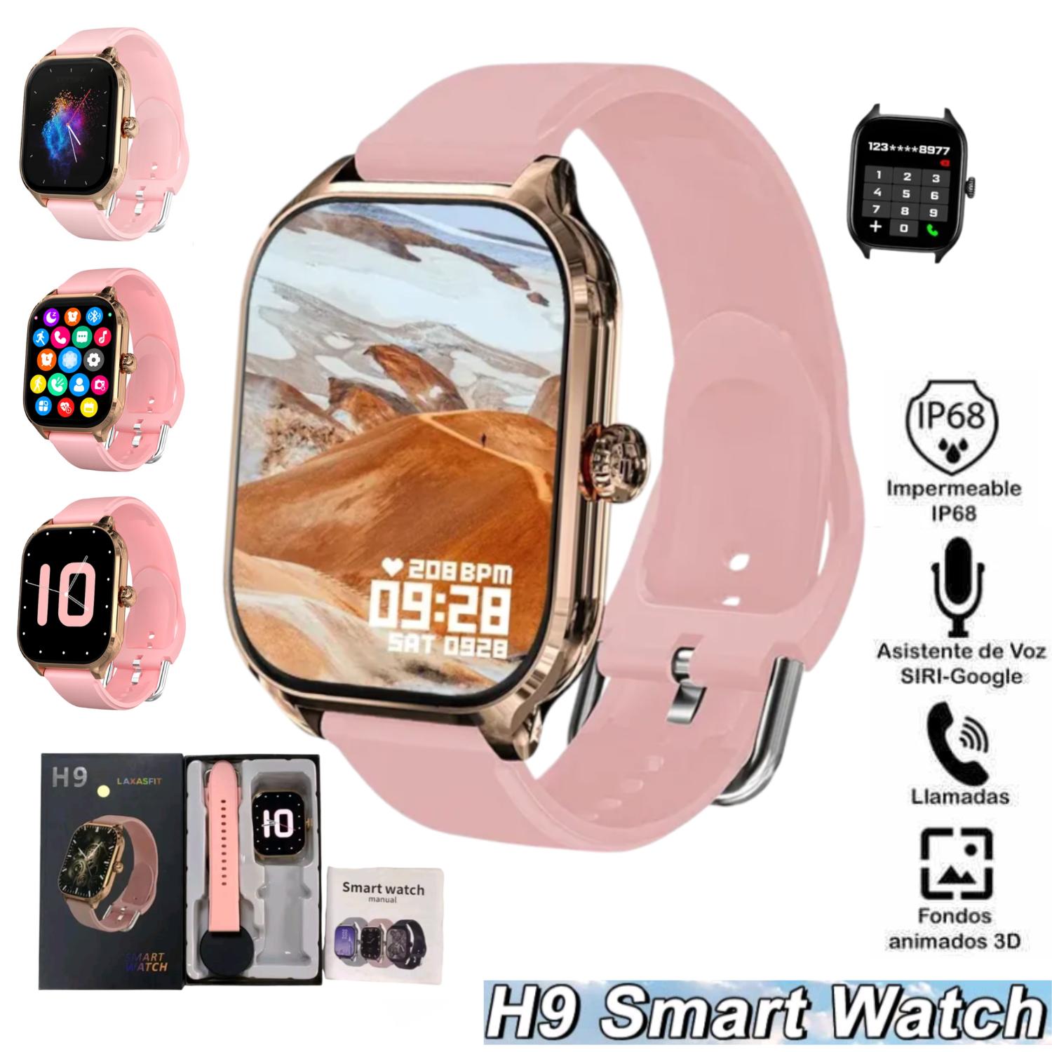 RELOJ INTELIGENTE SMARTWATCH H9 ROSADO - 2