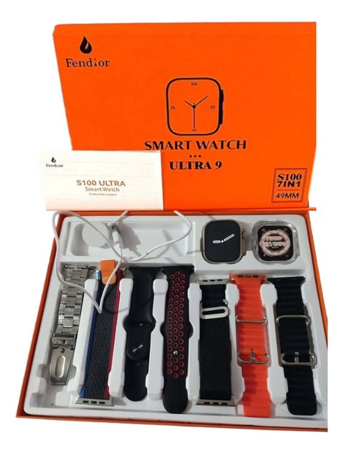 RELOJ INTELIGENTE S100 ULTRA NEGRO 2 - 7 CORREAS - 9