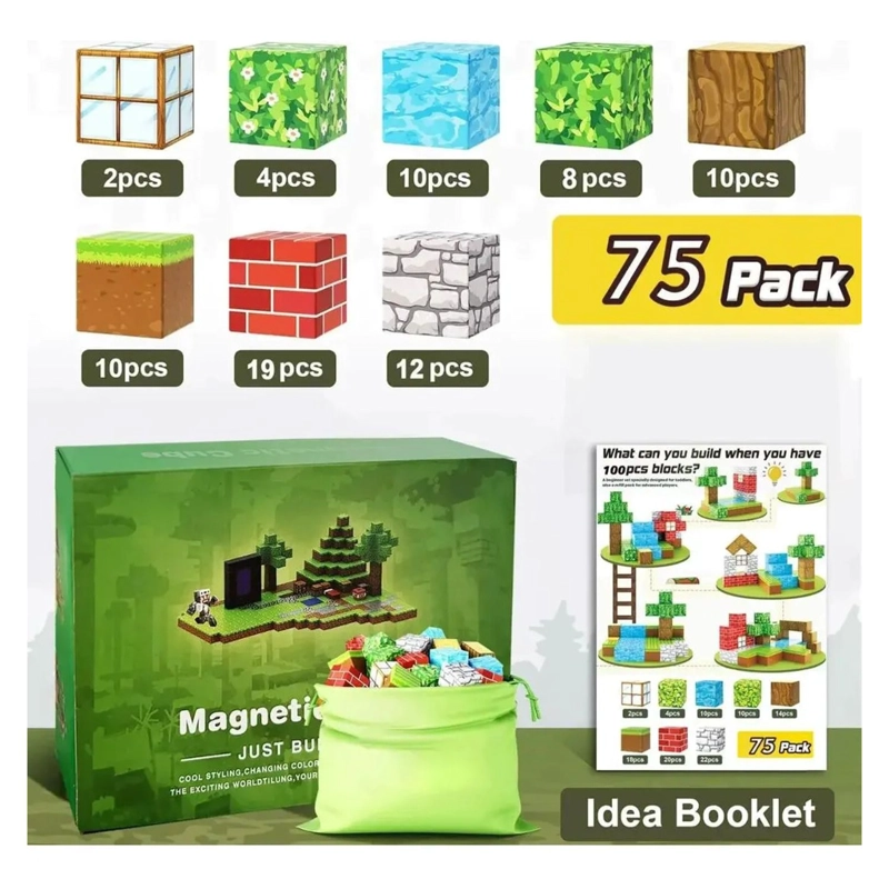 BLOQUES MAGNETICOS MINECRAFT 75 PIEZAS EN TOTAL GRAN CALIDAD - 3
