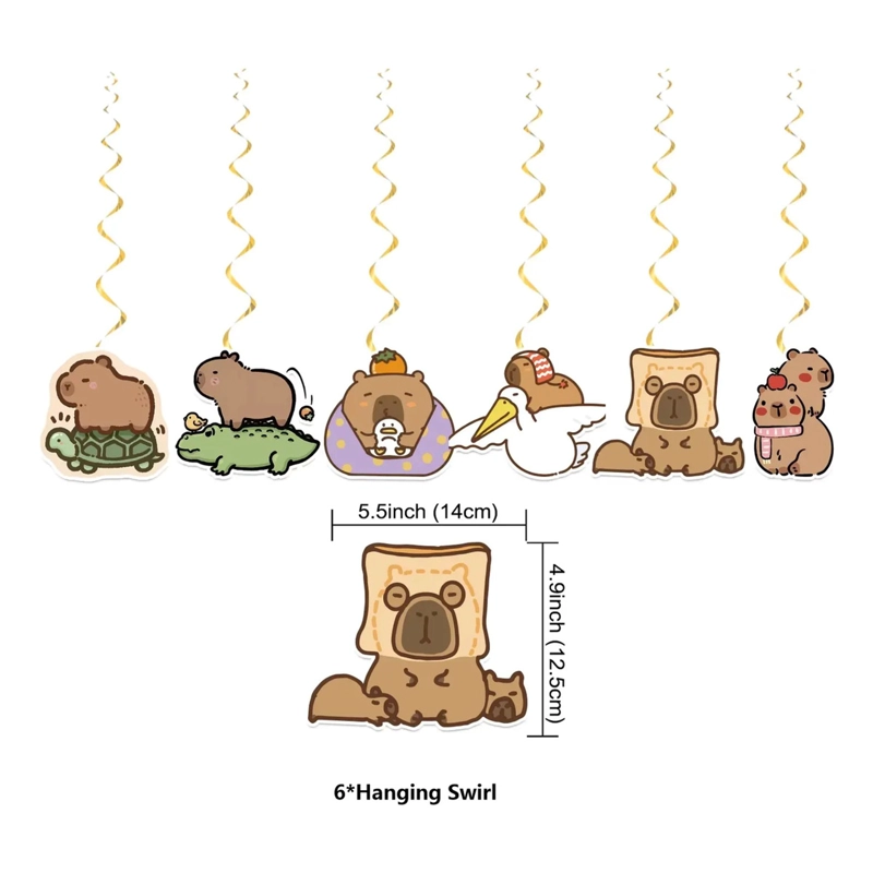COTILLON CAPIBARA CUMPLEAÑOS CAPYBARA + TELA DE FONDO GRANDE - 5