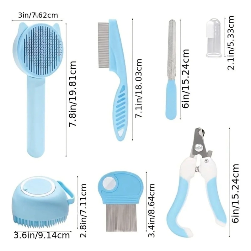 KIT DE ASEO Y BAÑO PARA GATOS 7 EN 1 CUERPO GARRAS Y DIENTES - 2