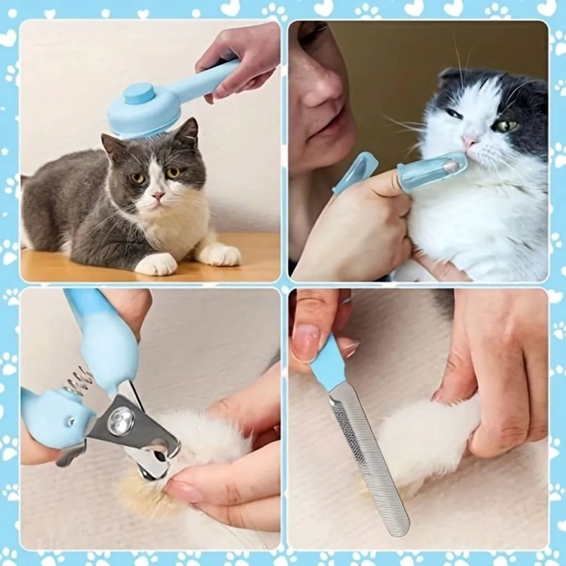 KIT DE ASEO Y BAÑO PARA GATOS 7 EN 1 CUERPO GARRAS Y DIENTES - 3
